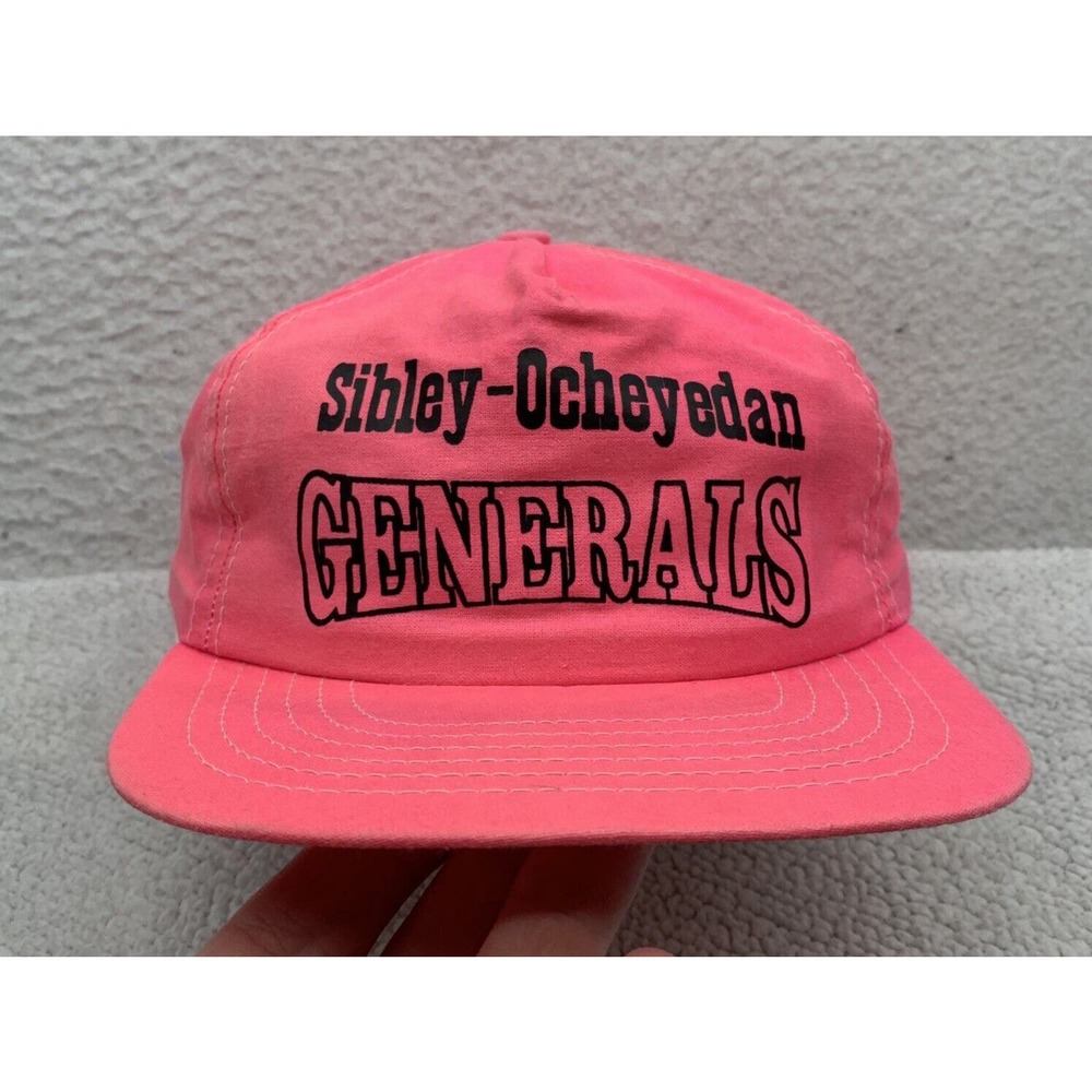 VTG Snapback Blockhead Hat Mens Sibley-Ocheyedan IA Generals Pink Union Made USA - Picture 2 of 9